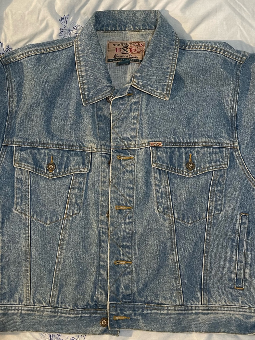 Express Denim Trucker Light Wash Classic Cotton Button Front Oversize XL XXL